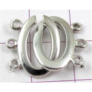 Necklace 3-1 Connectors, Copper clasp, Platinum Plated, 19x16mm
