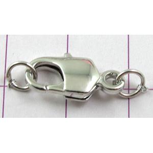 Platinum Plated Copper Lobster Clasp, 8x22mm