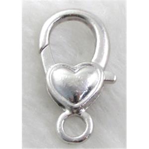 Parrot Clasp, alloy, platinum plated, 14x27mm