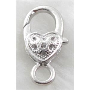 platinum plated alloy Lobster Clasp, 15x27mm