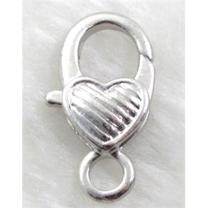 Parrot Clasp, alloy, platinum plated, 15x26mm