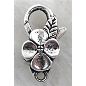 alloy clover Lobster Clasp, 15x25mm