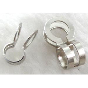 End Clasp of ball chain, iron, platinum plated, hole:8mm dia
