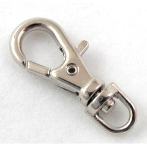 Platinum Plated Alloy Clasp, 10x23mm