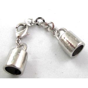Platinum Plated alloy Clasp, 11x18mm, 8mm hole, 80mm length