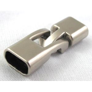 alloy clasp for cord ending, platinum plated, 12x35mm, 5x10mm hole