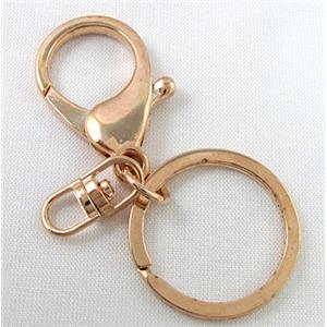 DIY key clasp, light-gold, 60mm length, ring: 30mm