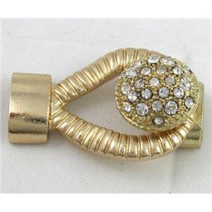 end of cord, alloy connector for necklace, bracelet, dark-gold, 21x33, 15mm, 4x10mm hole