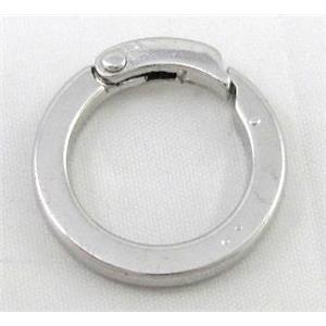 alloy Carabiner Clasp, platinum plated, approx 26mm dia