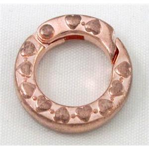 alloy Carabiner Clasp, rose gold, approx 20mm dia