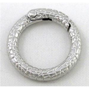 alloy Carabiner Clasp, platinum plated, approx 25mm dia