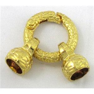 end of cord, alloy clasp for necklace, bracelet, gold, approx 20mm dia, 10mm, 7mm hole