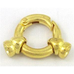 end of cord, alloy clasp for necklace, bracelet, gold, approx 20mm dia, 7mm, 5mm hole