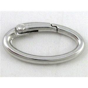 alloy Carabiner Clasp, platinum plated, approx 16x30mm