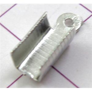 crimp clip cord end, copper, platinum plated, 5x12mm, Ni free