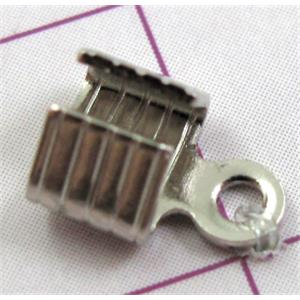 crimp end cord clip, copper, platinum plated, 5mm