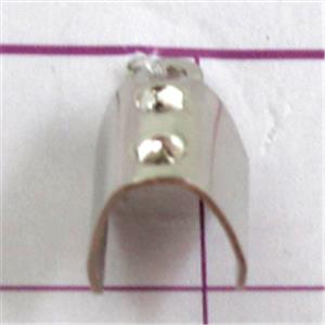copper crimp clip, end cord, platinum plated, 6x10mm