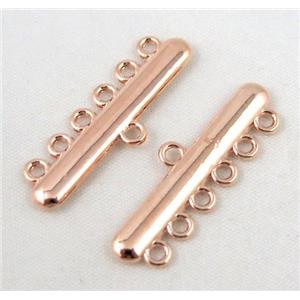 bracelet bar, alloy connector, red copper plated, approx 11x33mm, 6 hole, 2mm hole