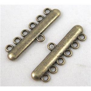 bracelet bar, alloy connector, bronze, approx 11x33mm, 6 hole, 2mm hole