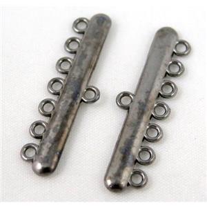 bracelet bar, alloy connector, black, approx 11x38mm, 7 hole, 2mm hole