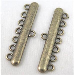 bracelet bar, alloy connector, bronze, approx 11x38mm, 7 hole, 2mm hole
