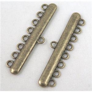 bracelet bar, alloy connector, bronze, approx 11x43mm, 8 hole, 2mm hole