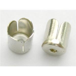 cord end caps, iron, platinum plated, 5.5mm dia, 7mm high