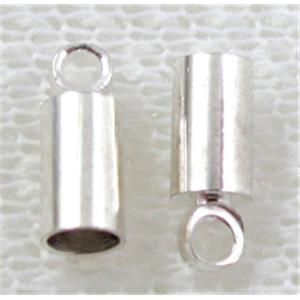 Crimp cord end, tube, Copper, Silver Plated, 3.5mm dia