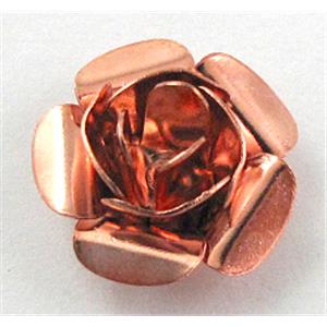 Rose bead, copper, Red copper Plated, 16mm dia, copper