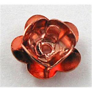 Rose bead, copper, Red copper Plated, 8mm dia, copper