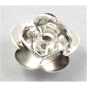 Rose bead, copper, Silver Plated, 8mm dia, copper