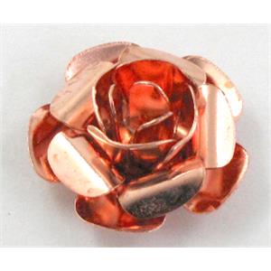 Rose bead, copper, Red copper  Plated, 20mm dia, copper