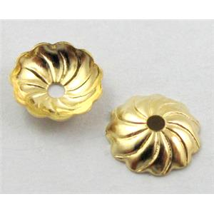 bead-Caps, copper, Golden Plated, 7mm dia, copper