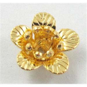 bead flower, copper, Golden Plated, 10mm dia, copper