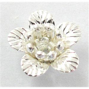 copper flower, silver Plated, 10mm dia, copper