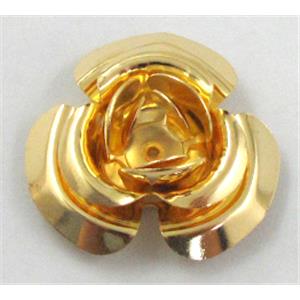 Rose bead, copper, Golden Plated, 30mm dia, copper
