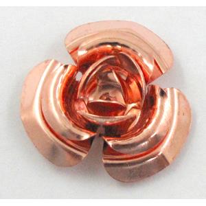 Rose bead, copper, Red copper Plated, 30mm dia, copper