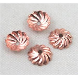 copper beadcaps, red copper, approx 7mm dia