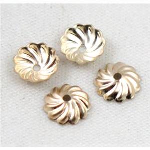 copper beadcaps, light gold plated, approx 7mm dia