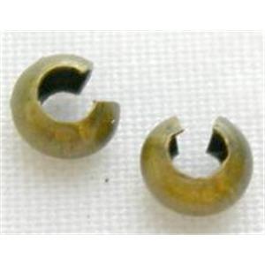 Crimp Cover Beads, copper, Antique Bronze Plated, approx 3mm dia