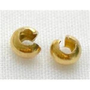 Gold Plated Crimp Cover Beads, copper, approx 5mm dia
