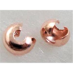 Crimp Cover Beads, copper, Rose-Gold Plated, approx 3mm dia