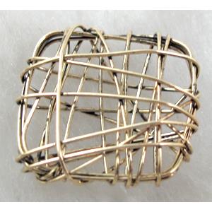 Antique Gold Plated Jewelry Findings Cages pendant, iron thread, 20x20mm