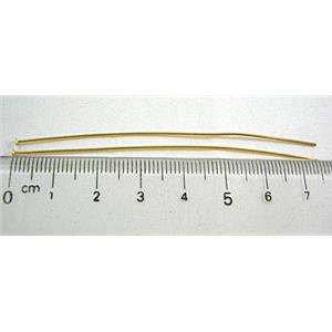 flat-HeadPins, copper, gold plated, 70mm length