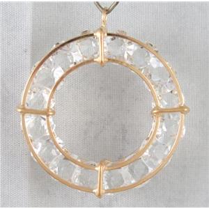 rhinestone pendant, gold plated, approx 8.5mm dia, 16pcs bead, 40mm dia