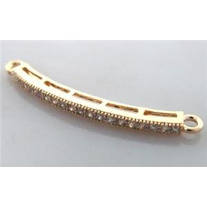 bracelet bar, copper connector with zircon rhinestone, red copper, 35mm length