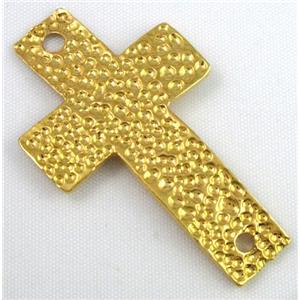 bracelet bar, cross, alloy connector, gold, approx 27x45mm