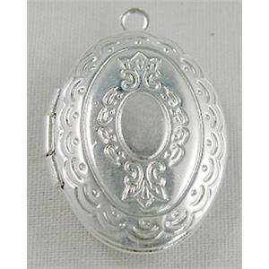 Locket, copper pendants, Silver Plated, 16x25mm