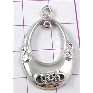 Platinum Plated Jewelry Findings Pendant, copper, 19x32mm