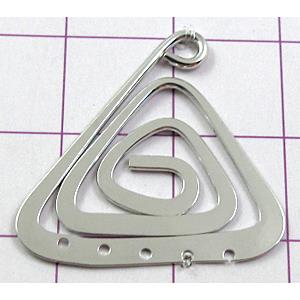 Copper Pendant, triangle, platinum plated, 25x22mm